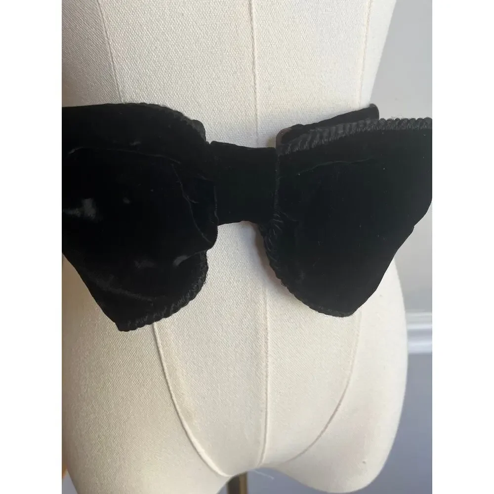 Vintage 80s Bow Belt Black Velvet Statement Size Small